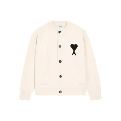 Ami Alexandre Mattiussi Ami De Coeur Wool Cardigan In Pink