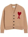 Ami Alexandre Mattiussi Ami De Coeur Wool Cardigan In Neutrals