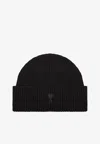 Ami Alexandre Mattiussi Ami De Coeur Wool Knit Beanie