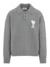 Ami Alexandre Mattiussi Ami De Coeur Wool Polo Shirt In Gray