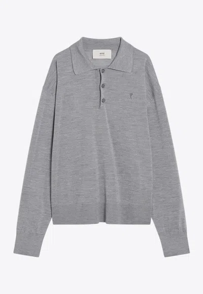 AMI ALEXANDRE MATTIUSSI AMI DE COEUR WOOL POLO SWEATER