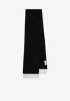 Ami Alexandre Mattiussi Ami Paris Ami De Coeur Wool Scarf With Fringed Edges In Black