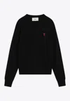 Ami Alexandre Mattiussi Ami Paris Logo-embroidered Stretch-cotton Sweatshirt In Black