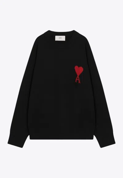 Ami Alexandre Mattiussi Ami Paris Sweater Ami Paris De Coeur In Black