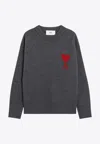 Ami Alexandre Mattiussi Ami Paris Grey Ami De Coeur Wool Sweater Women In Gray