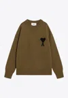 Ami Alexandre Mattiussi Ami Paris Bronze Ami De Coeur Wool Jumper In Animal Print