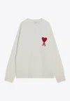 Ami Alexandre Mattiussi Ami Paris Ami De Coeur Crewneck Knitted Jumper In Gray