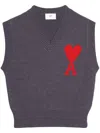 Ami Alexandre Mattiussi Ami De Coeur Wool Vest In Purple