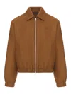 Ami Alexandre Mattiussi Ami De Coeur Wool Zip-up Jacket In Brown