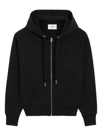 Ami Alexandre Mattiussi Ami De Coeur Zip-up Hoodie In Black