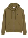 Ami Alexandre Mattiussi Ami-de-coeur Zip-up Hoodie In Green