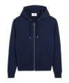 Ami Alexandre Mattiussi Ami Navy Blue Jersey Cotton Hoodie In Black