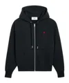 Ami Alexandre Mattiussi Zip-up Hoodie With Kangaroo Pocket And Drawstring Hood In Black