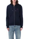 Ami Alexandre Mattiussi Ami Paris De Coeur Zipped Hoodie In Bleu Nuit