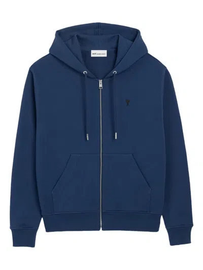 Ami Alexandre Mattiussi Blue Cotton Ami De Coeur Zipped Hoodie Blue
