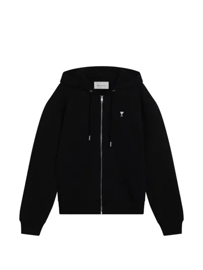 Ami Alexandre Mattiussi Ami De Coeur Zip-up Hoodie In Black