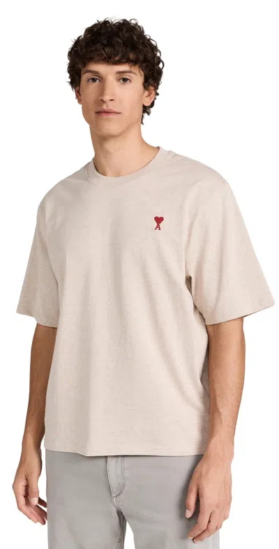 Ami Alexandre Mattiussi Ami De Couer T-shirt Heather Light Beige In Light Beige/2712