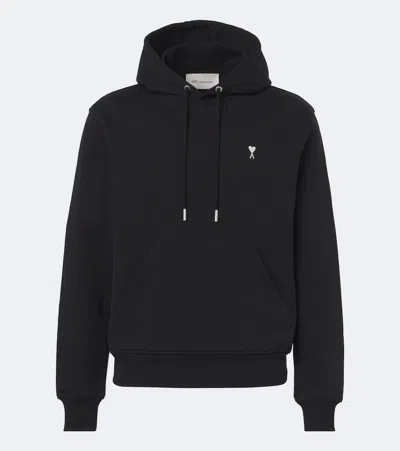 Ami Alexandre Mattiussi Relaxed-fit Black Hoodie With Front Kangaroo Pocket In Multi