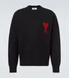 Ami Alexandre Mattiussi Ami Felted Wool Sweater With Heart And Logo Detail In Black