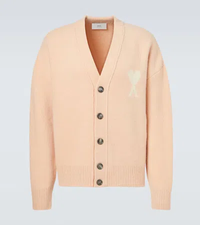 Ami Alexandre Mattiussi Ami De Caur Wool-blend Cardigan In Pink