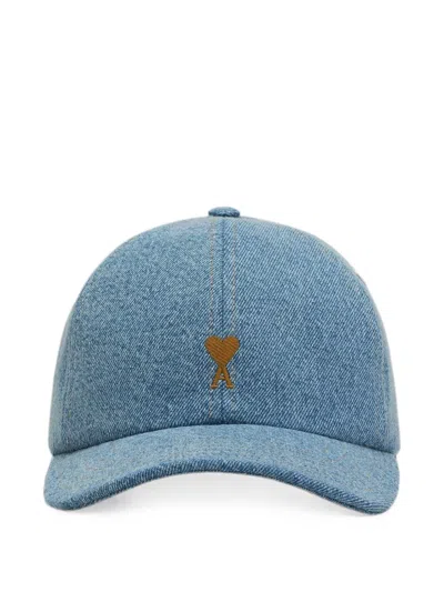 Ami Alexandre Mattiussi Blue Cotton Ami De Coeur Embroidery Cap Blue