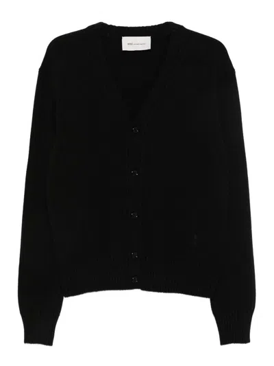 Ami Alexandre Mattiussi Ami De Cœur Logo Cardigan In Black