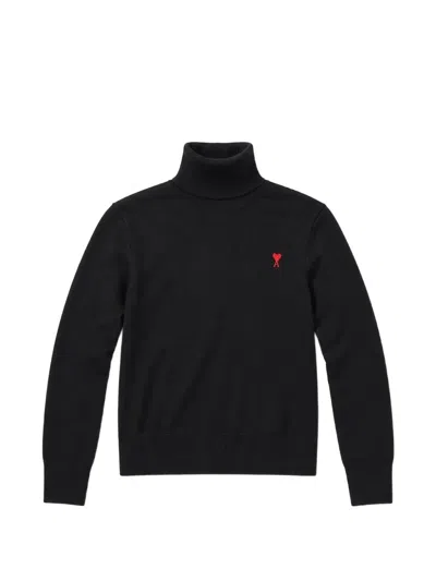 Ami Alexandre Mattiussi Ami De Coeur Turtleneck Sweater In Black