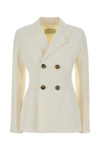 Ami Alexandre Mattiussi Ami Double Breasted Bar Jacket With Patch Pockets In Animal Print