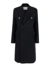 Ami Alexandre Mattiussi Ami Paris Black Double-breasted Coat With Peak Revers In Wool Woman In Black