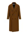 Ami Alexandre Mattiussi Double-breasted Coat Featuring Back Vent And Notched Lapels In Brown