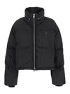 Ami Alexandre Mattiussi Black Down Jacket With Adc Embroidery And Removable Hood In Tech Fabric Woman In Black