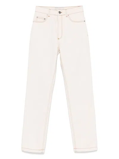 Ami Alexandre Mattiussi Ami Ecru Cotton Jeans With Concealed Fly