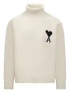 Ami Alexandre Mattiussi Ami Paris De Coeur Turtleneck Sweater In Neutral