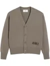 Ami Alexandre Mattiussi Beige Cotton Wool Ami Embroidered Cardigan Grey In 灰色