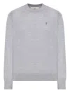 Ami Alexandre Mattiussi Ami Paris Ribbed Hem Sweater With Embroidered Logo In Gray
