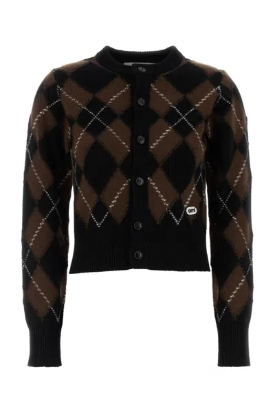 Ami Alexandre Mattiussi Ami Embroidered Virgin Wool Cardigan In Brown