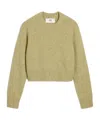 Ami Alexandre Mattiussi Ami Embroidered Woolen Round Neck Sweater In Nude