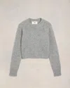 Ami Alexandre Mattiussi Ami Embroidery Crewneck Sweater Grey For Men
