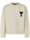 Ami Alexandre Mattiussi Ami Felted Knit Sweater With Heart In Neutral