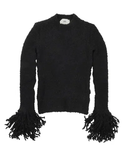 Ami Alexandre Mattiussi Ami Fitted Black Sweater With Textured Finish