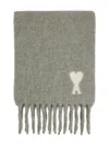 Ami Alexandre Mattiussi Ami Paris Ami Paris De Coeur Wool Scarf In Gray