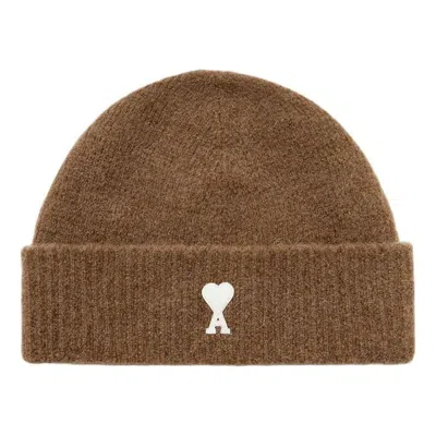 Ami Alexandre Mattiussi Ami Fw25 De Coeur Beanie 'brown'
