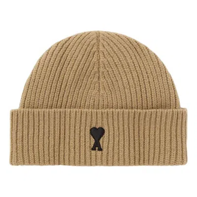 Ami Alexandre Mattiussi Ami Fw25 De Coeur Beanie 'camel' In Brown
