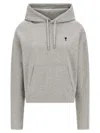 Ami Alexandre Mattiussi Embroidered Logo Hoodie With Drawstring Hood In Gray