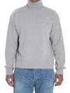 Ami Alexandre Mattiussi Ami Grey Turtleneck Sweater With Ribbed Detailing In Gray