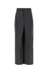 Ami Alexandre Mattiussi Wide Leg Wool Trousers With Pleated Front In Gray