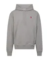 Ami Alexandre Mattiussi Ami Ami De Coeur Logo Embroidered Hoodie In Gray