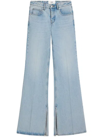 Ami Alexandre Mattiussi Ami High-waisted Flared-leg Jeans With Vintage Wash In Blue