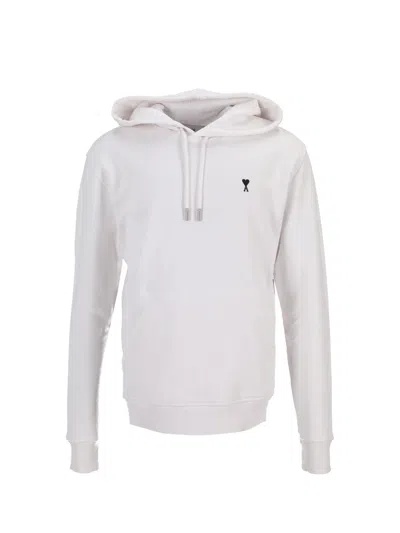 Ami Alexandre Mattiussi Ami Hoodie Ami De Coeur Contraste In White