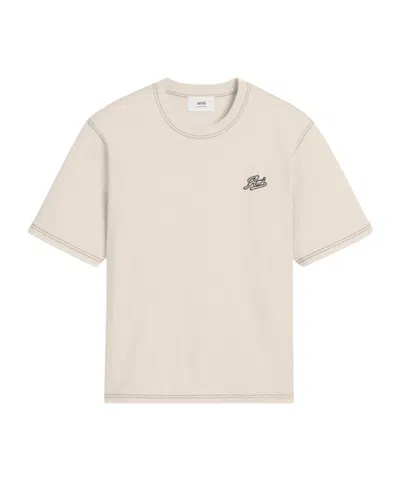 Ami Alexandre Mattiussi Ami Logo Embroidered Crewneck T-shirt In White
